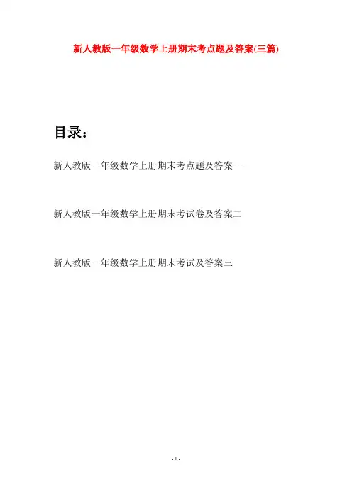 新人教版一年级数学上册期末考点题及答案(三套)