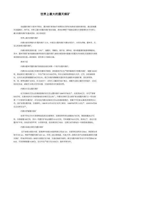 世界上最大的露天煤矿