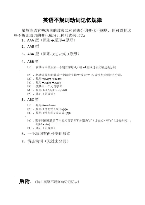 不规则动词过去式和过去分词表(附音标) 2
