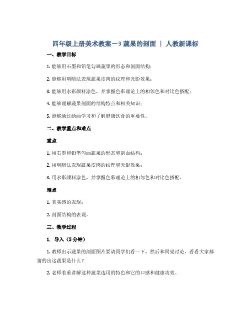 四年级上册美术教案-3蔬果的剖面 ｜人教新课标