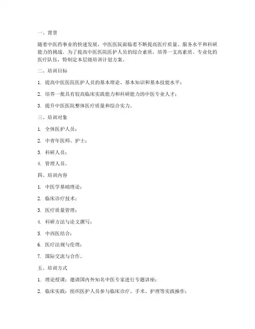 中医医院层级培训计划方案