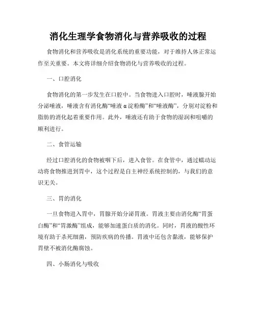 消化生理学食物消化与营养吸收的过程