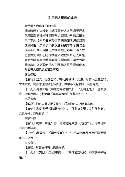 形容男人相貌的成语