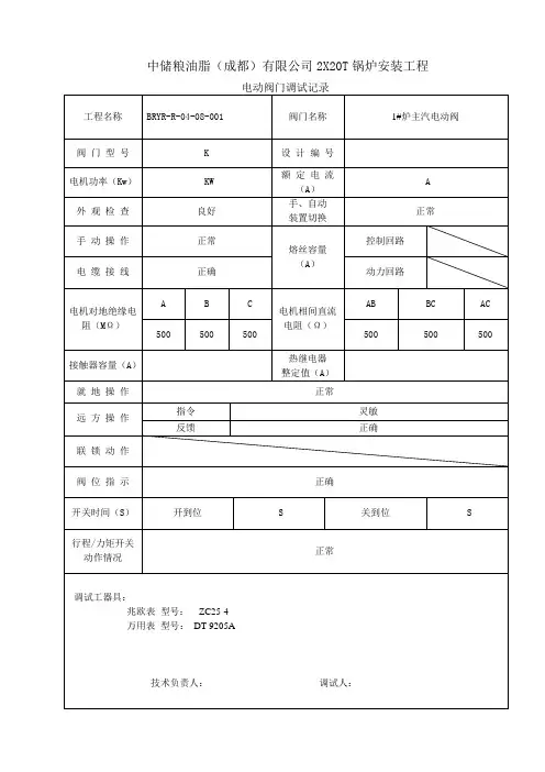5.电动阀门调试记录