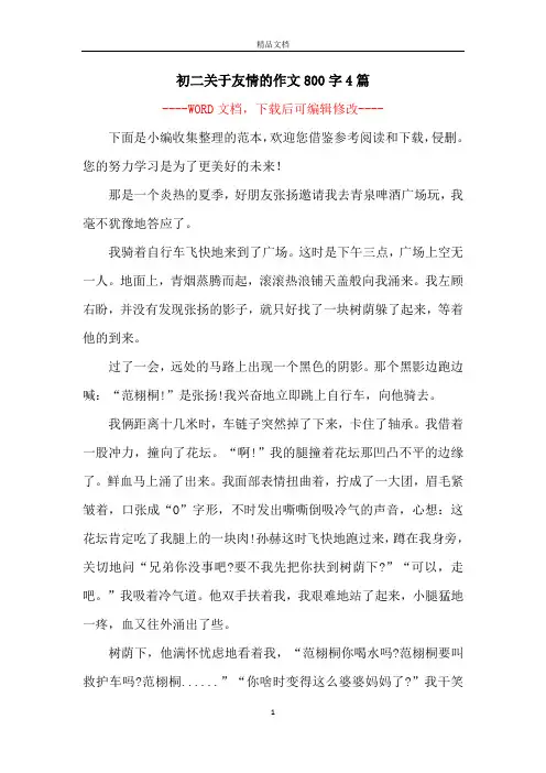 初二关于友情的作文800字4篇