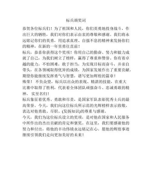 标兵颁奖词