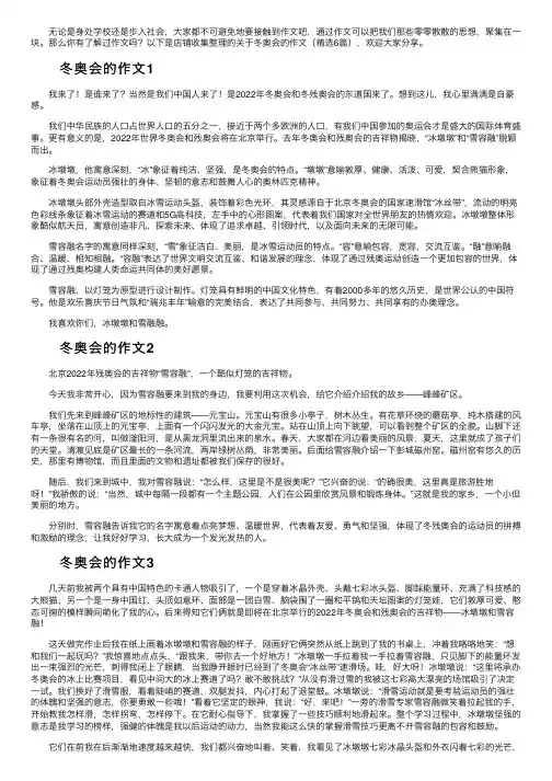 关于冬奥会的作文（精选6篇）