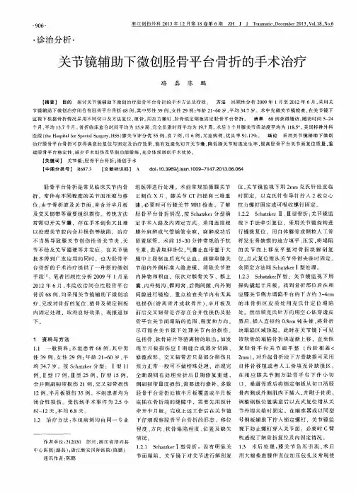 关节镜辅助下微创胫骨平台骨折的手术治疗