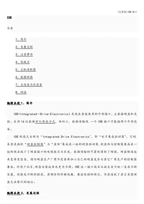 (完整版)IDE接口