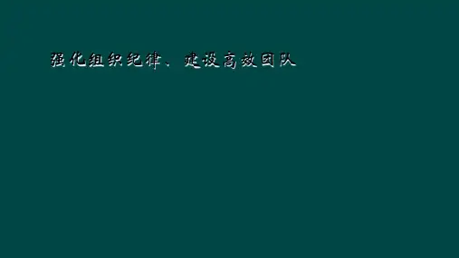 强化组织纪律、建设高效团队