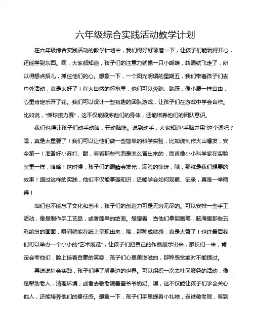 六年级综合实践活动教学计划