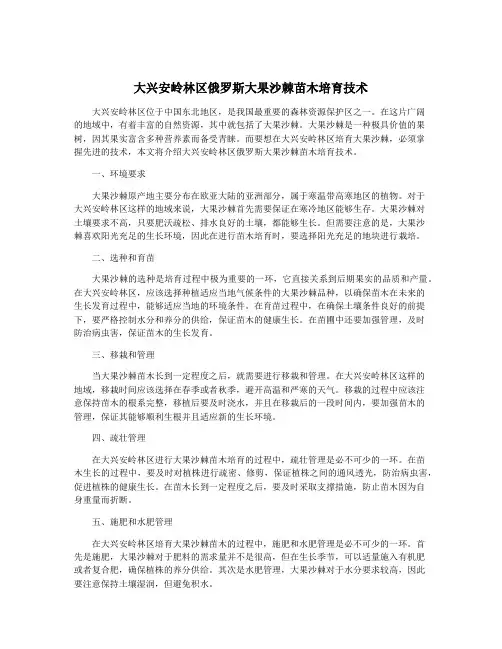 大兴安岭林区俄罗斯大果沙棘苗木培育技术
