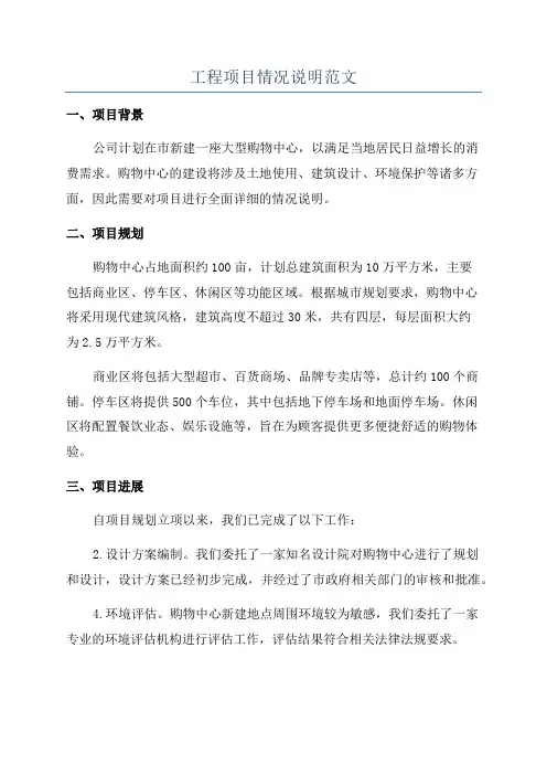 工程项目情况说明范文