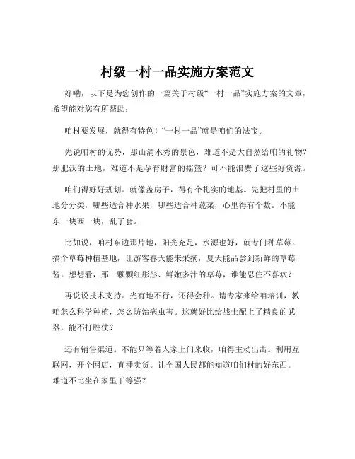 村级一村一品实施方案范文