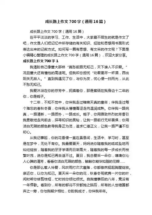 成长路上作文700字（通用16篇）