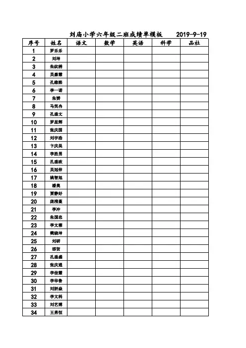 xx小学成绩单模板