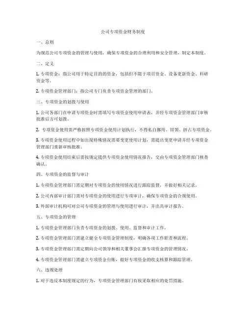 公司专项资金财务制度