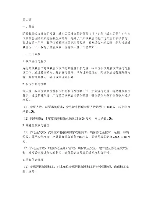 城乡居保年度总结(3篇)