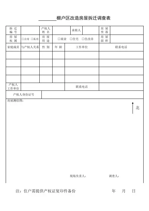 鼓楼区棚户区改造房屋拆迁调查明细表