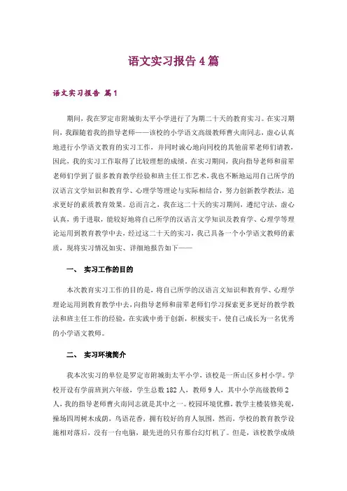 语文实习报告4篇
