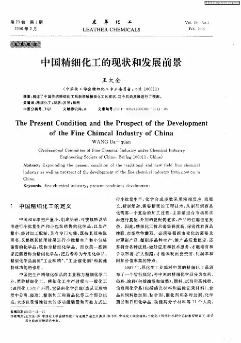 中国精细化工的现状和发展前景