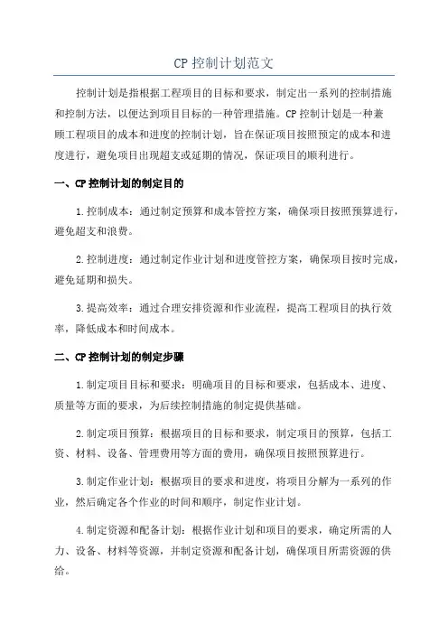 CP控制计划范文