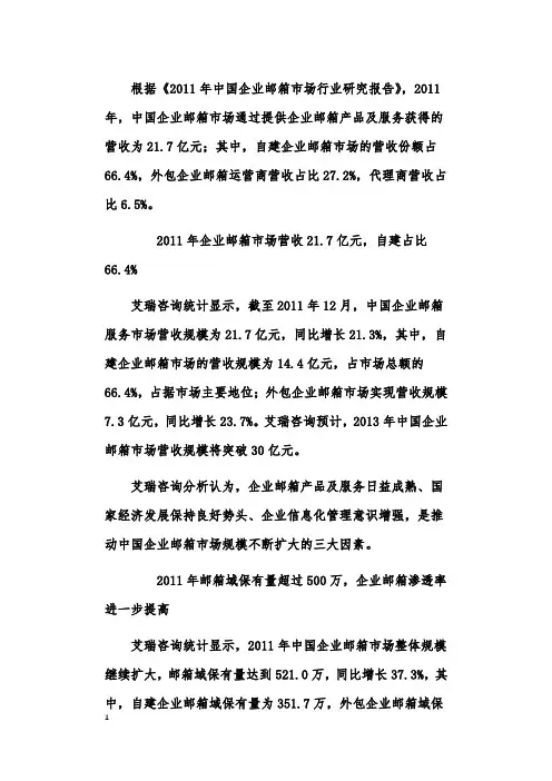 《2011年中国企业邮箱行业研究报告》