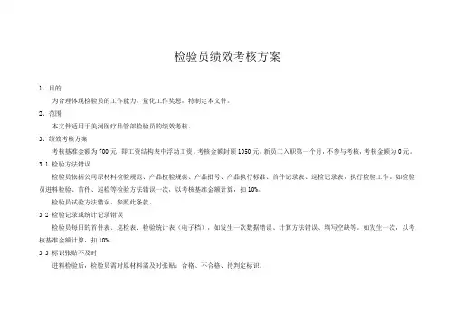 检验员绩效考核方案