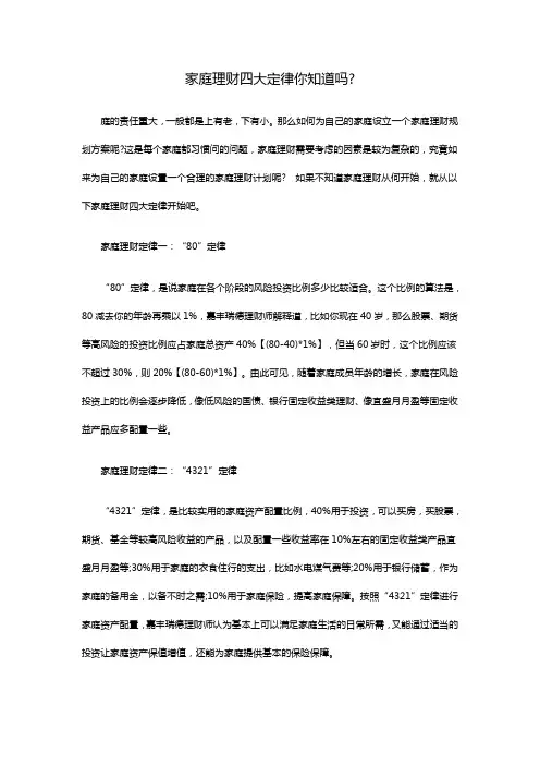 家庭理财四大定律你知道吗