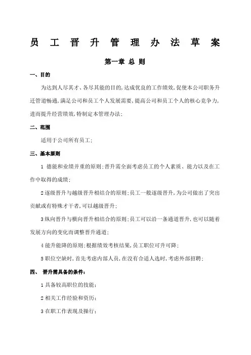 公司员工晋升管理制度