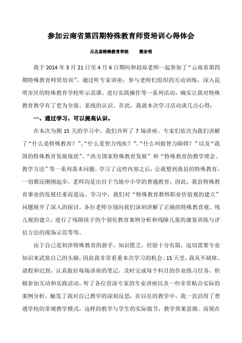 参加特殊教育师资培训学习总结