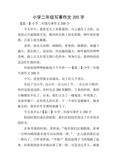 小学二年级写事作文200字