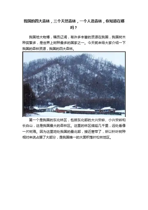 我国的四大森林，三个天然森林，一个人造森林，你知道在哪吗？