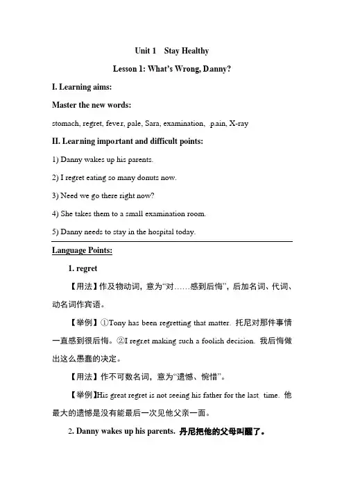 冀教版英语九年级全册Unit 1 Lesson 1 What’s Wrong, Danny