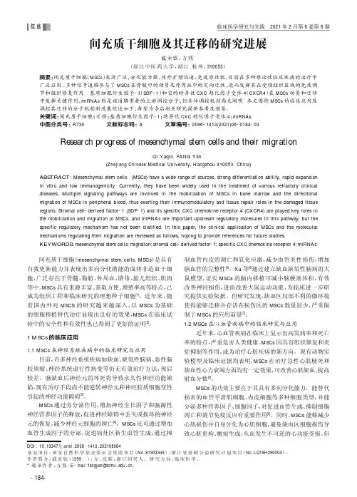 间充质干细胞及其迁移的研究进展