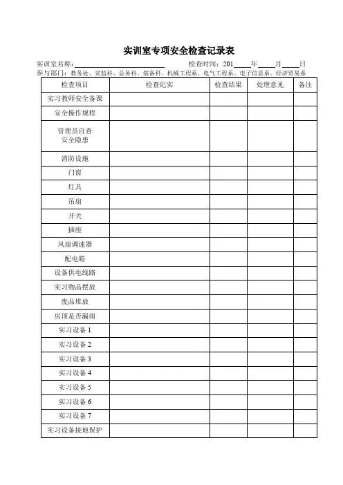 实训室安全检查记录表