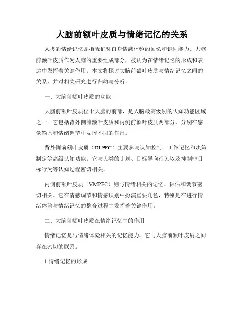 大脑前额叶皮质与情绪记忆的关系