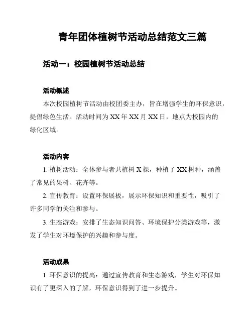 青年团体植树节活动总结范文三篇