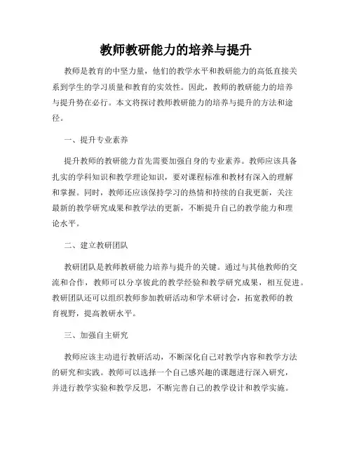 教师教研能力的培养与提升