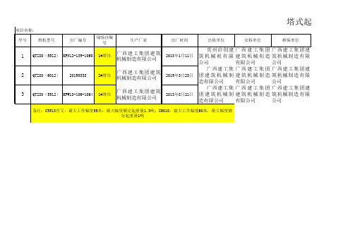塔式起重机械设备台账