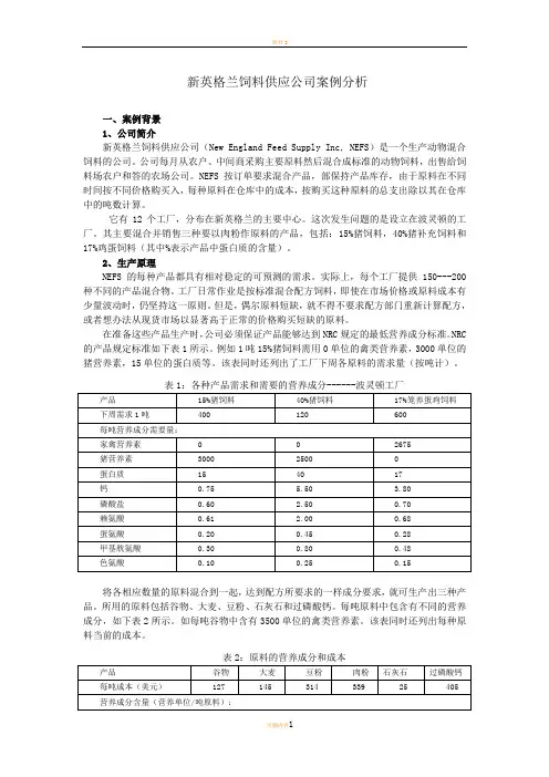 新英格兰饲料供应公司案例分析(含计算新)(1)(1)