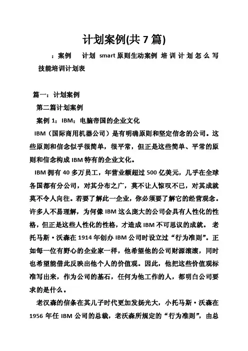 计划案例（共7篇）
