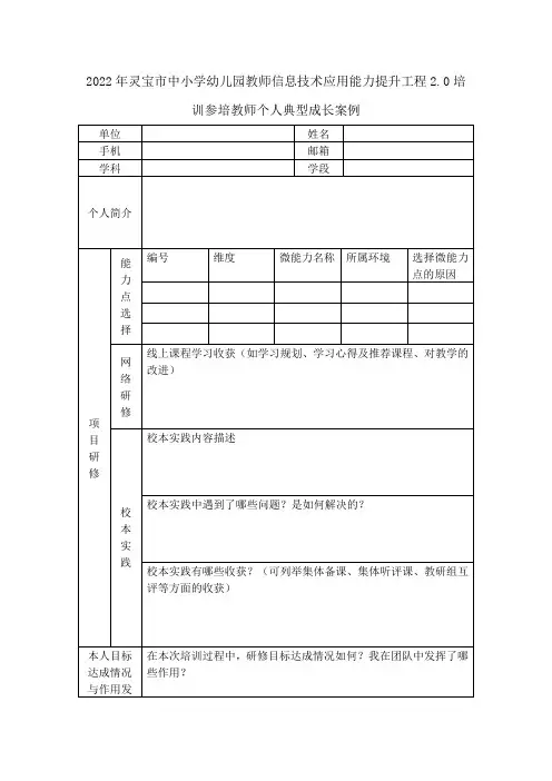 【教师个人典型成长案例】2022年灵宝市中小学教师信息技术应用能力提升工程2