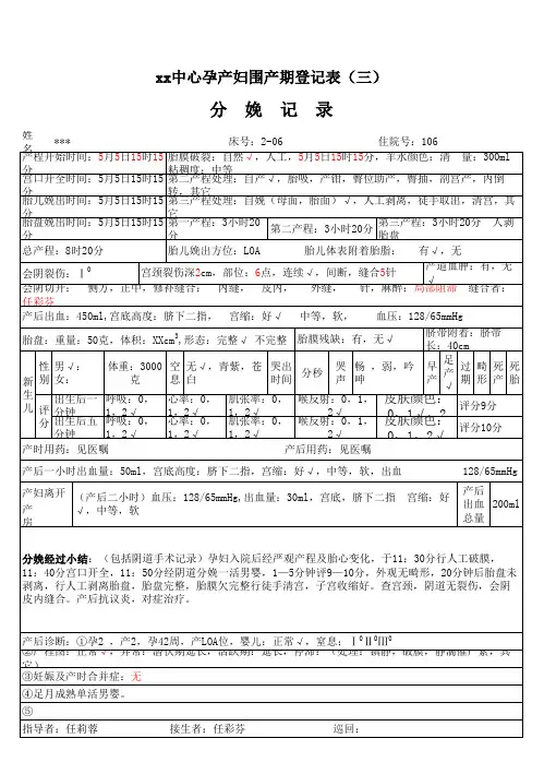 分娩记录--