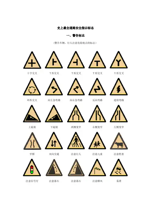 最新最全交通标志大全
