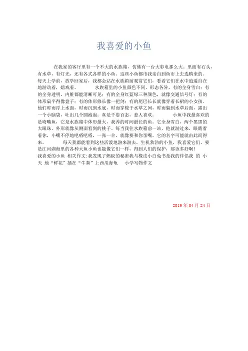 写物作文 我喜爱的小鱼-精品