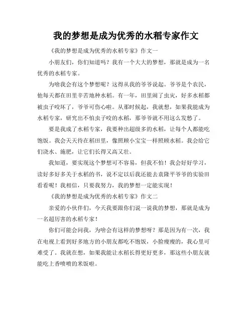 我的梦想是成为优秀的水稻专家作文