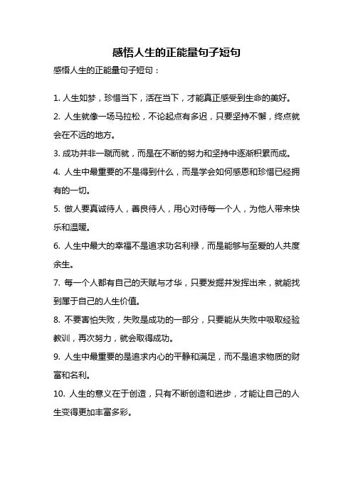 感悟人生的正能量句子短句