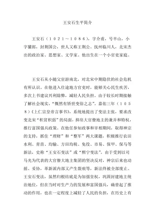 王安石生平简介