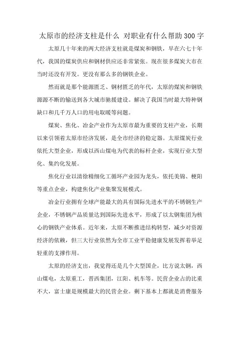 太原市的经济支柱是什么 对职业有什么帮助300字